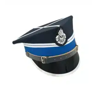Gorra de plato de la OSP con herraje, cruz y dos galones